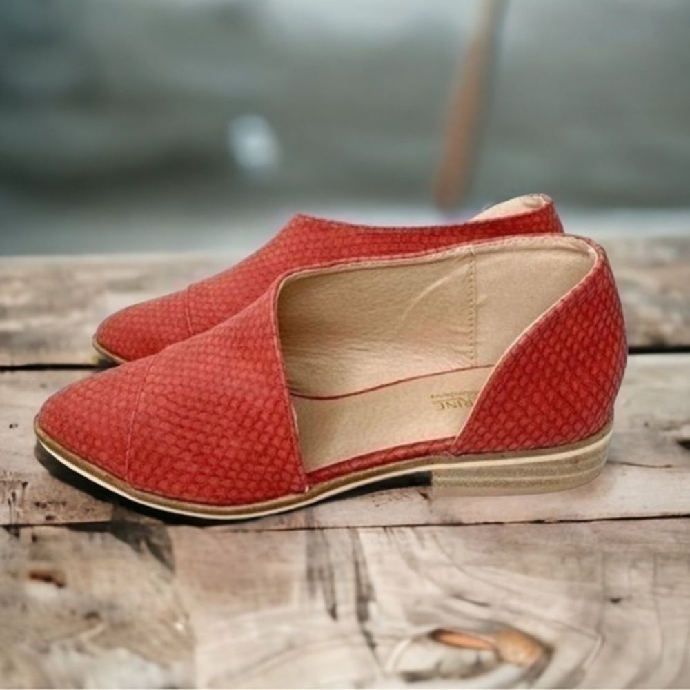 Loafer Chic Snake Print Slip-On Flats Catherine Malandrino Rust Orange 6.5